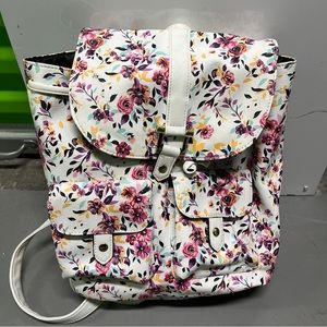 Floral / White Backpack